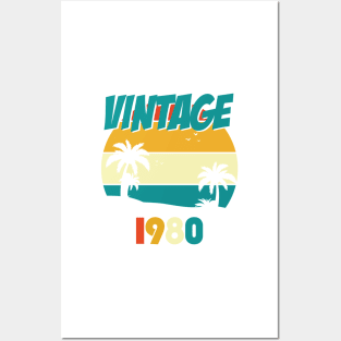 Vintage 1980 retro sunset birthday Posters and Art